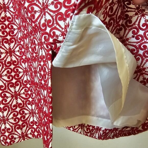EUC BEAUTIFUL TALBOTS RED EMBROIDERED SHIFT DRESS SIZE 12 - Picture 13 of 15